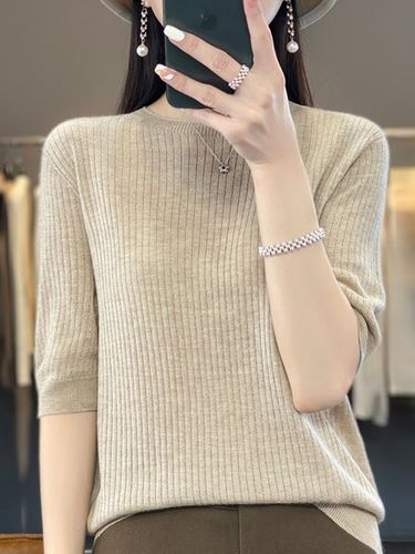 Plain Casual Crew Neck Shirt - Modetalente - Modalova