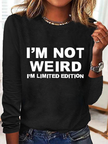 Women's Cute Graphic Cotton-Blend Crew Neck Simple Text Letters Long Sleeve Shirt - Modetalente - Modalova