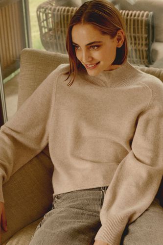 Puff sleeve stand collar cashmere sweater - REPEAT cashmere - Modalova