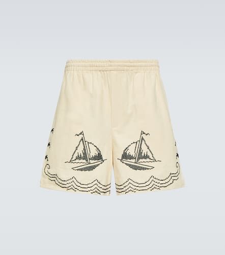 Sailing embroidered linen and cotton shorts - Bode - Modalova