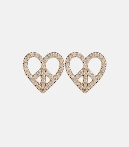 Ohrringe Peace Heart aus 14kt Gelbgold mit Diamanten - Sydney Evan - Modalova