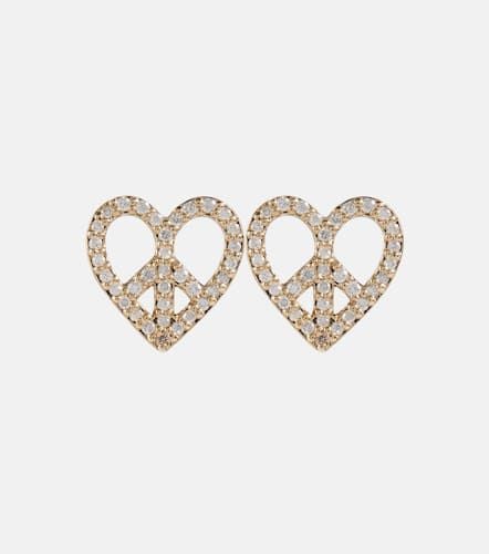 Pendientes Peace Heart en oro de 14 ct con diamantes - Sydney Evan - Modalova