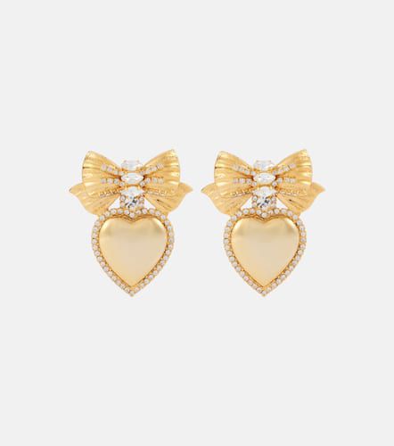 Heart crystal-embellished clip-on earrings - Alessandra Rich - Modalova