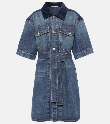 Corduroy-trimmed denim minidress - Stella McCartney - Modalova