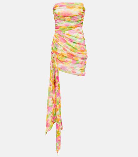 Vestido corto de tul fruncido floral - Saint Laurent - Modalova