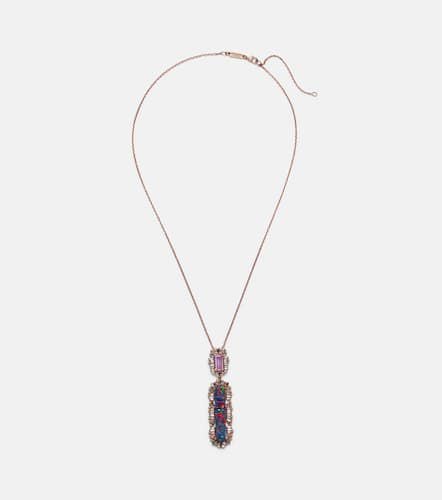 Kt rose gold necklace with diamonds, sapphire, and opal - Suzanne Kalan - Modalova