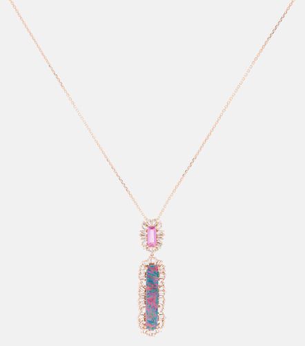 One of a Kind 18kt rose gold necklace with diamonds, sapphire, and opal - Suzanne Kalan - Modalova