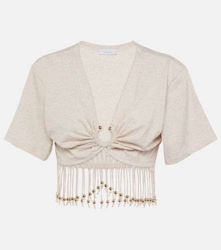 Top cropped in jersey di cotone con frange - Rabanne - Modalova