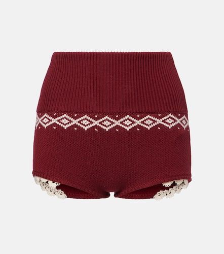 Lace-trimmed wool jacquard shorts - Magda Butrym - Modalova