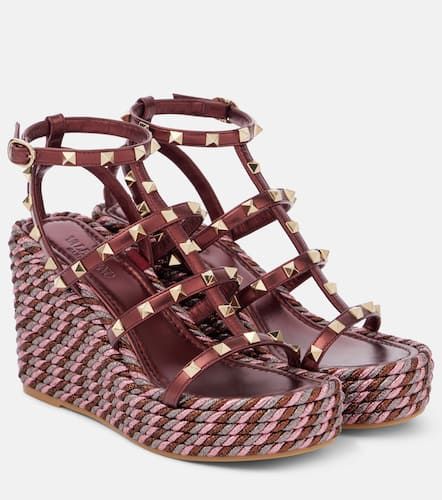 Rockstud 95 leather espadrille wedges - Valentino Garavani - Modalova