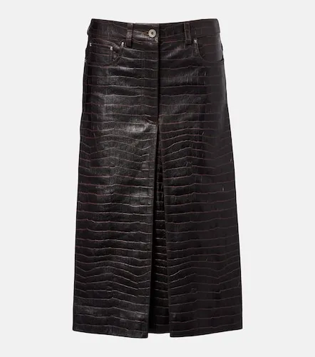 Pleated croc-effect leather midi skirt - Rabanne - Modalova