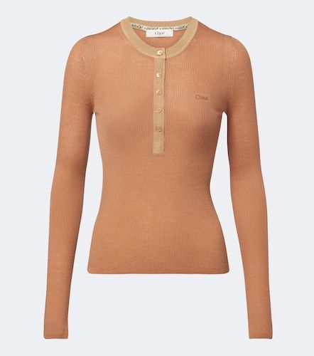 Chloé Pullover in seta e lana a coste - Chloe - Modalova