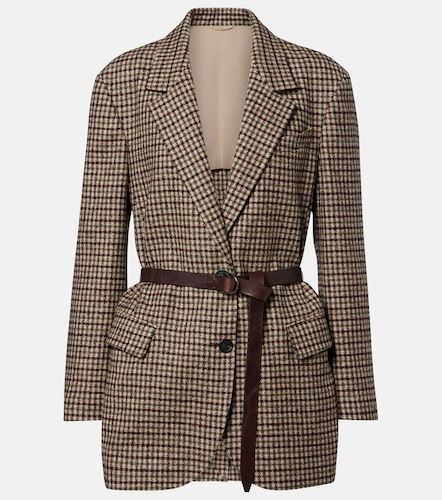 Belted checked wool and alpaca-blend jacket - Brunello Cucinelli - Modalova