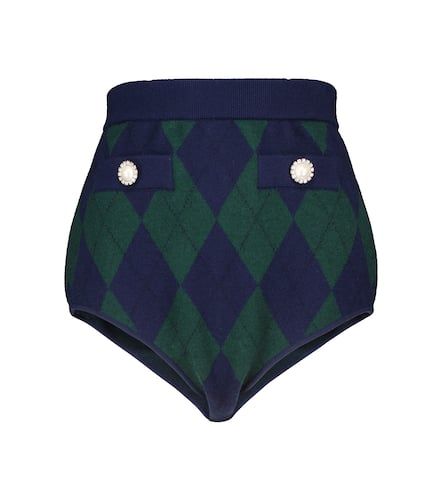 High-rise argyle knit shorts - Alessandra Rich - Modalova