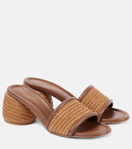 Marbella leather-trimmed raffia mules - Gianvito Rossi - Modalova