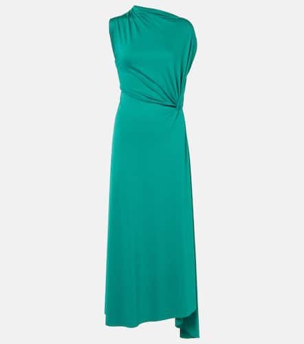 Asymmetric gathered jersey midi dress - Victoria Beckham - Modalova