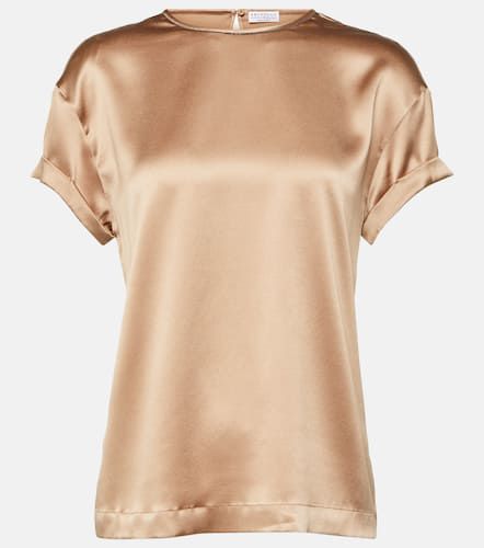 Silk-blend satin T-shirt - Brunello Cucinelli - Modalova