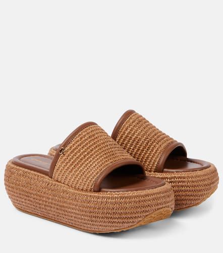 Amami leather and raffia platform mules - Gianvito Rossi - Modalova