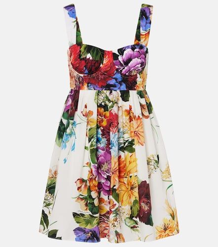 Abito corto in cotone con stampa - Dolce&Gabbana - Modalova