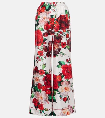 Pantalones anchos de satén de seda floral - Dolce&Gabbana - Modalova