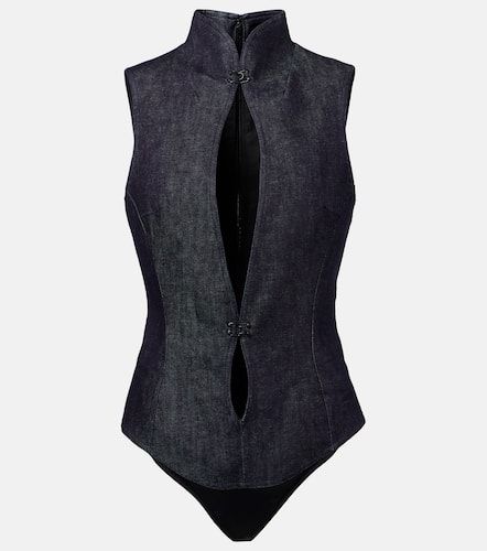 Mugler Cutout denim bodysuit - Mugler - Modalova