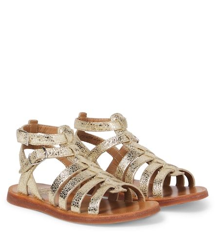 Sandalias de piel metalizada - Pom d'Api - Modalova