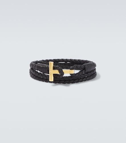 Tom Ford T braided leather bracelet - Tom Ford - Modalova