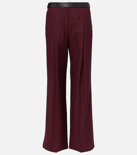 Pantaloni a gamba larga in lana con pelle - Loewe - Modalova
