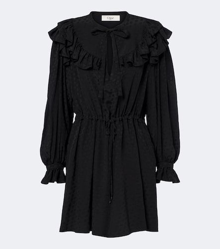 Ruffled jacquard silk minidress - Chloe - Modalova
