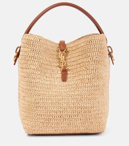 Le 37 leather-trimmed raffia bucket bag - Saint Laurent - Modalova