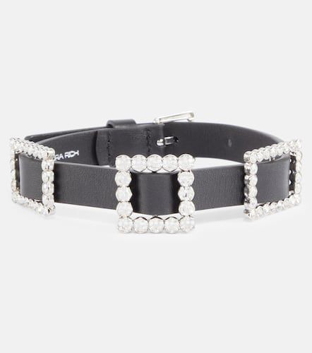 Embellished leather necklace - Alessandra Rich - Modalova