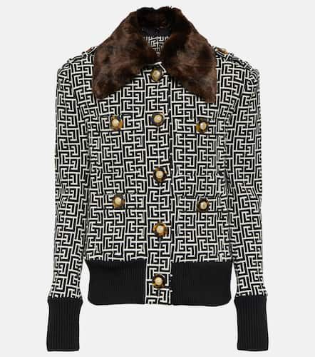 Chaqueta Monogram con pelo sintético - Balmain - Modalova