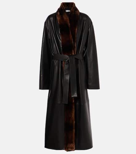 Vivian shearling-trimmed leather coat - Nour Hammour - Modalova