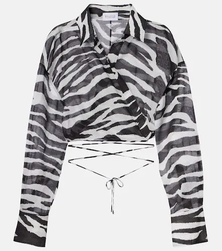 Zebra-print cotton muslin wrap top - The Attico - Modalova