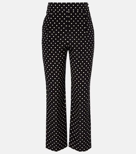 Silk crepe de chine polka-dot straight pants - Valentino Garavani - Modalova