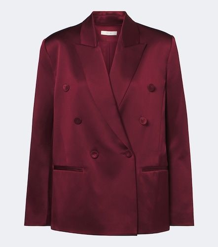 Blazer in raso di seta doppiopetto - The Sei - Modalova