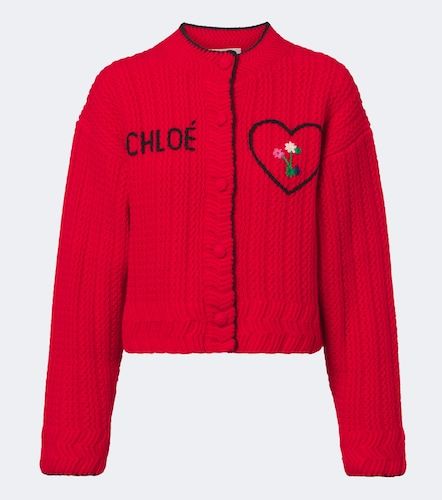 Embroidered wool and cashmere cardigan - Chloe - Modalova