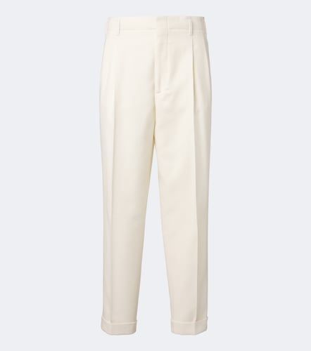 Pleated wool and cotton straight pants - Brunello Cucinelli - Modalova