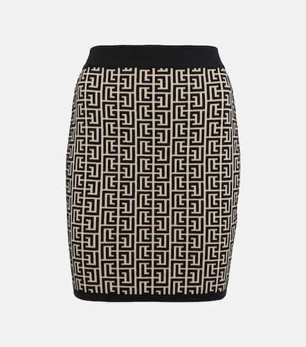 Monogram wool-blend miniskirt - Balmain - Modalova