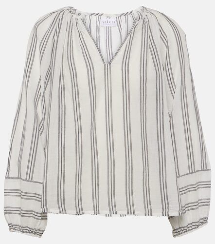 Top Gianna in cotone a righe con ricamo - Velvet - Modalova