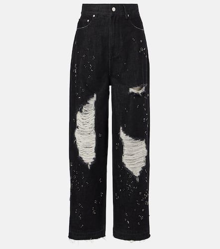 Embellished distressed wide-leg jeans - Xu Zhi - Modalova