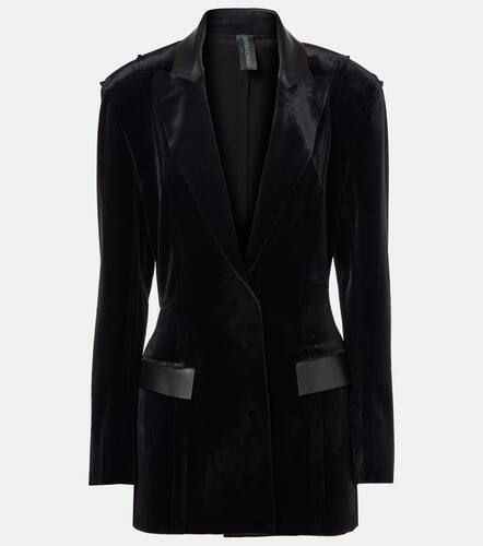 Faux leather-trimmed velvet jacket - Norma Kamali - Modalova