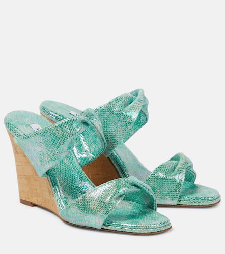 Twist metallic leather wedge mules - Aquazzura - Modalova