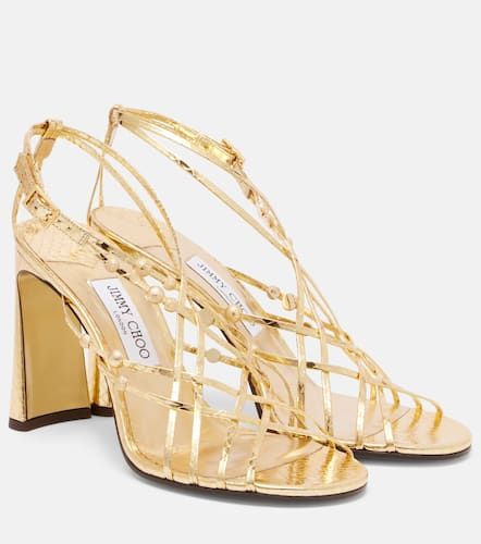 Felice 95 beaded metallic leather sandals - Jimmy Choo - Modalova