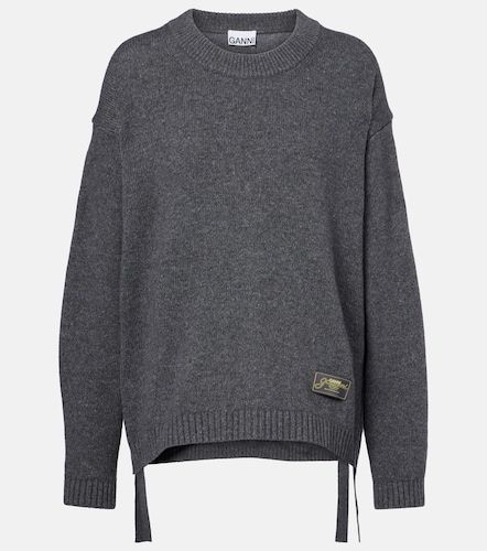 Pullover in misto lana con logo - Ganni - Modalova