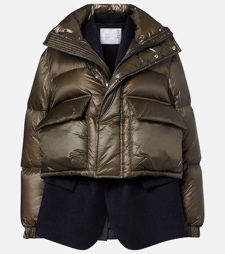 Layered wool-trimmed down jacket - Sacai - Modalova