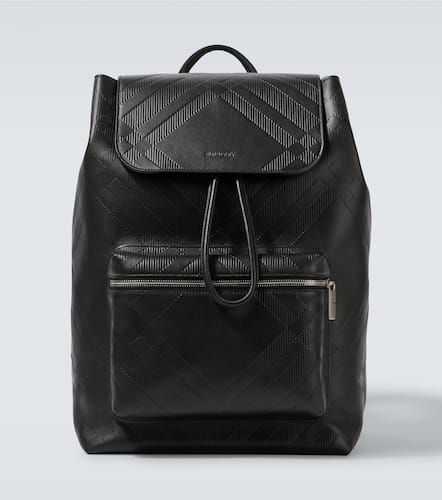 Check leather backpack - Burberry - Modalova