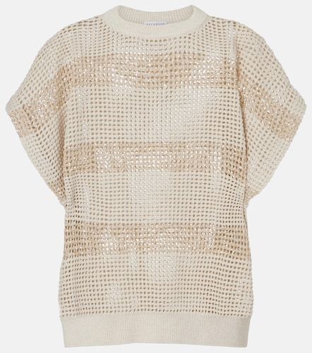 Pullover in cotone con paillettes - Brunello Cucinelli - Modalova