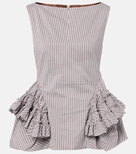 Top in cotone e seta a righe con volant - Dries Van Noten - Modalova