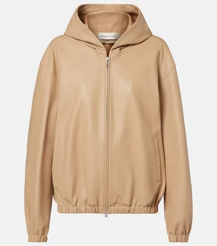 Leo leather zip-up hoodie - Nour Hammour - Modalova